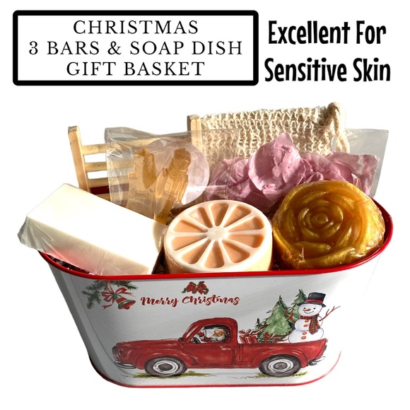 Effervescent Bubbles Other - Christmas Soap Gift Tin, Merry Christmas Red Truck Snowman Tin ( PRICE IS FIRM )